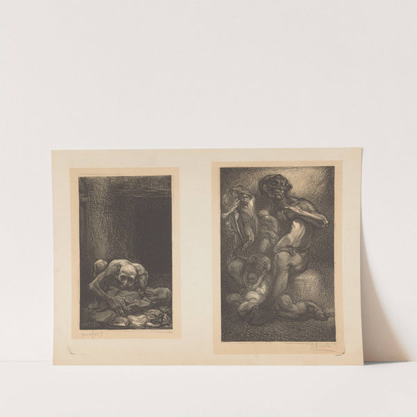 Zittende man in het donker Reus met mensen op schoot by Johannes Josephus Aarts