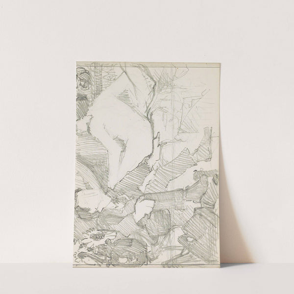 Zittende man in pak naast een liggende naakte vrouw op een bed by Reijer Stolk