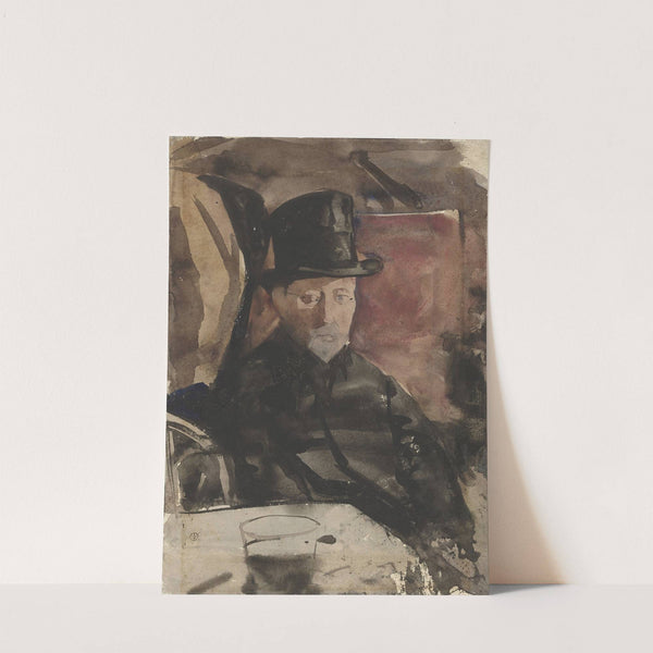 Zittende man met hoge hoed in een café by Gerrit Willem Dijsselhof