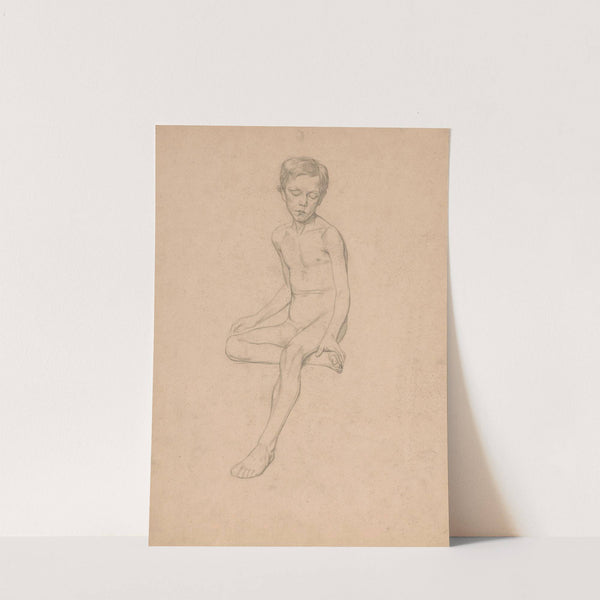 Zittende naakte jongen (1874 - 1925) by Jan Veth