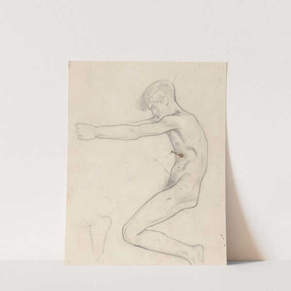 Zittende naakte jongen met naar voren gestrekte armen by Richard Nicolaüs Roland Holst