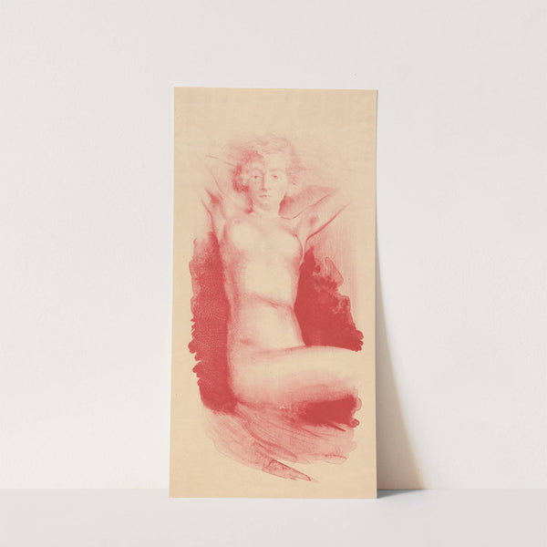 Zittende naakte vrouw by Huib Luns