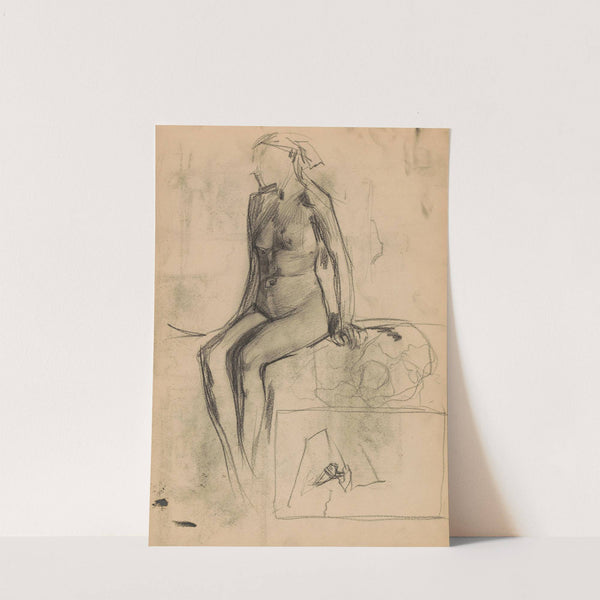 Zittende naakte vrouw (1887) by Marius Bauer