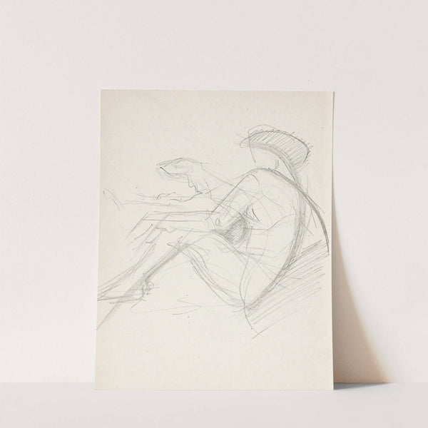 Zittende naakte vrouw met een hoed by Reijer Stolk