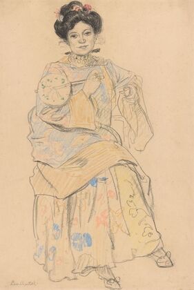 Zittende vrouw à la Japonaise