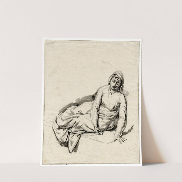 Zittende vrouw, leunend op linkerarm by David Humbert de Superville