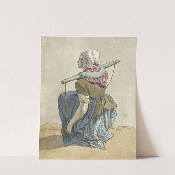 Zittende vrouw met een juk op haar schouders by W. Barthautz