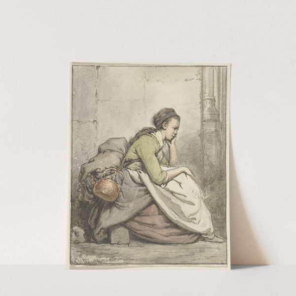 Zittende vrouw met een koperen ketel by Abraham Van Strij