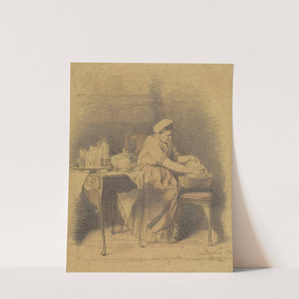 Zittende vrouw, vaatwerk wassend by Alexander Hugo Bakker Korff