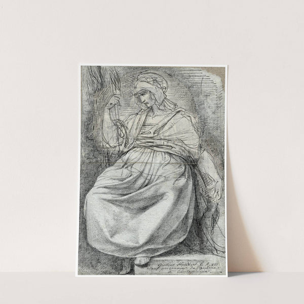 Zittende vrouwenfiguur, het hoofd naar links by David Humbert de Superville