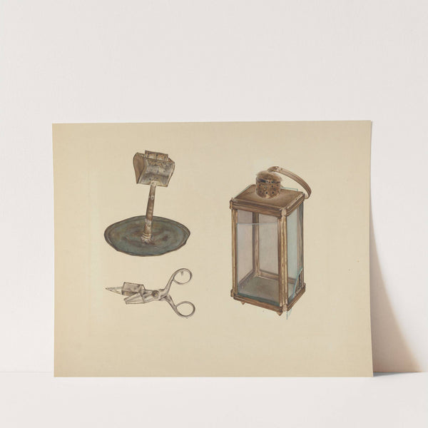 Zoar Candlestick, Snuffer and Lantern by Orville Cline