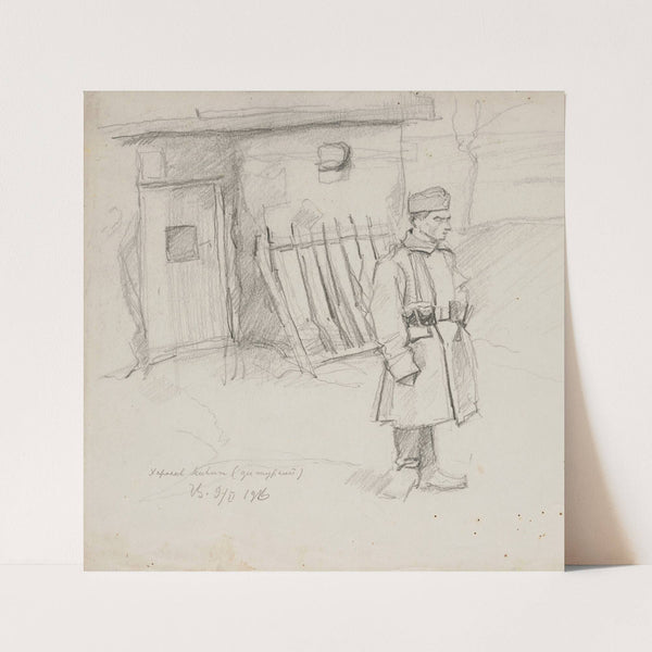 Żołnierz Legionu Ukraińskich Strzelców Siczowych (1914-1920) stojący na warcie (1916) by Ivan Ivanec