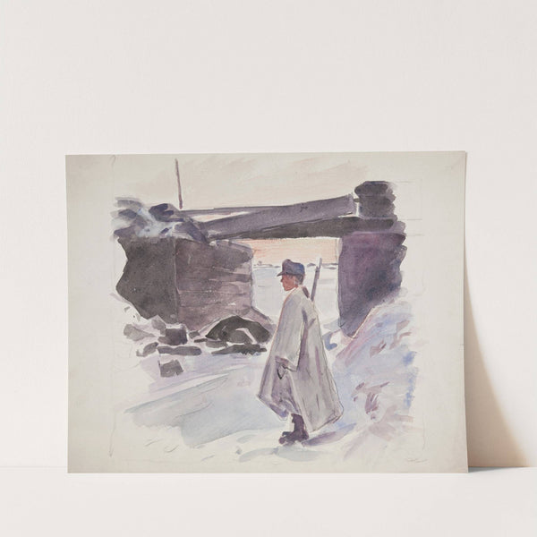 żołnierz Legionu Ukraińskich Strzelców Siczowych (1914-1920) stojący na warcie przy moście by Ivan Ivanec