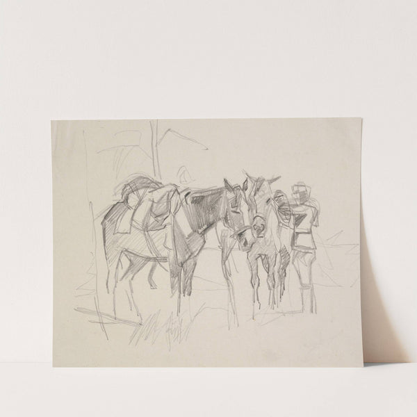 Żołnierz przy osiodłanych koniach (1914-1918) by Ivan Ivanec