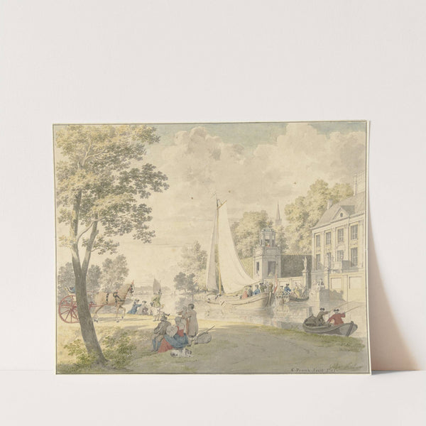 Zomers landtafereel met plezierschepen by Cornelis Pronk