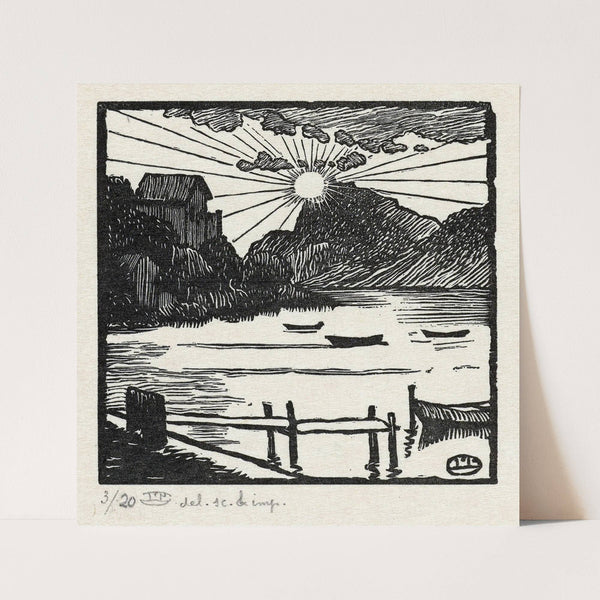 Zonsopgang boven een meer (1927) by Lucien Pissarro