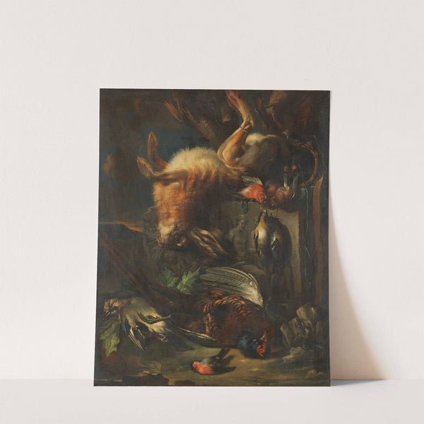 Zugeschrieben - Jagdstillleben mit Hase und Vögeln by Franz Werner von Tamm