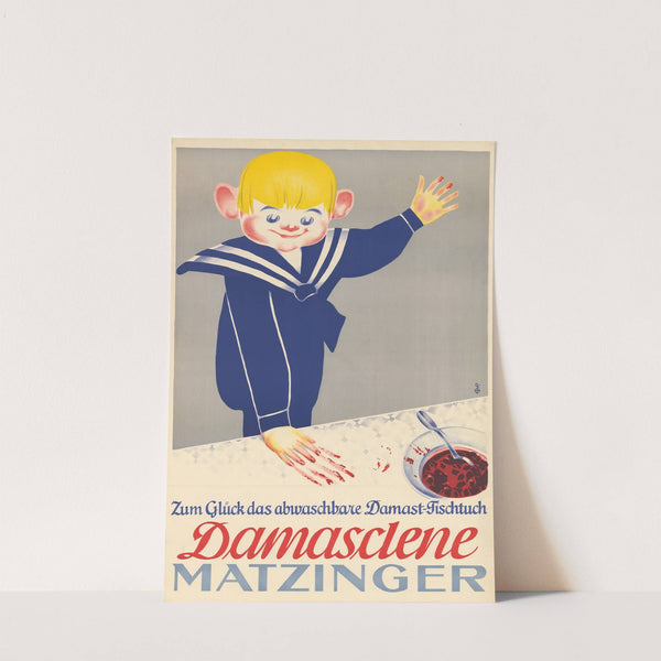 Zum Glück das abwaschbare Damast-Tischtuch – Damaslene Matzinger (circa 1935) by Paul Kammüller