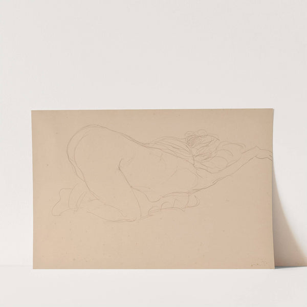 Zusammengekauerter Halbakt nach rechts by Gustav Klimt