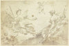Zwei allegorische Frauenfiguren mit Putten auf Wolken (Virtù und Nobilità)
