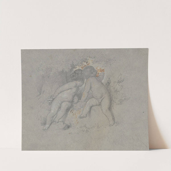 Zwei Amoretten unter einem Baum sitzend by Eugen Klimsch