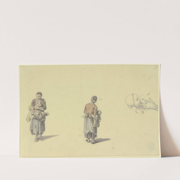 Zwei Ansichten einer stillenden Frau by Johann Ludwig Aberli