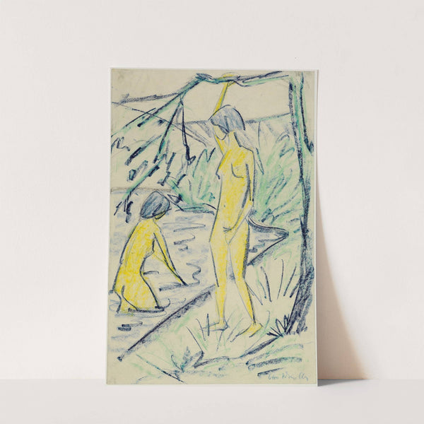 Zwei badende Mädchen by Otto Mueller