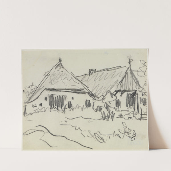 Zwei Bauernhäuser auf Fehmarn (1908) by Ernst Ludwig Kirchner