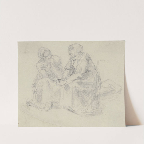 Zwei Bauersfrauen im Gespräch by Anton Burger