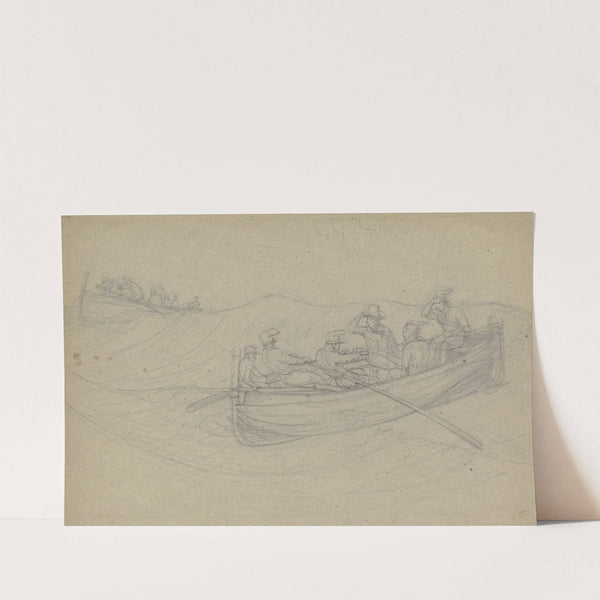 Zwei bemannte Boote auf hoher See by Carl Morgenstern