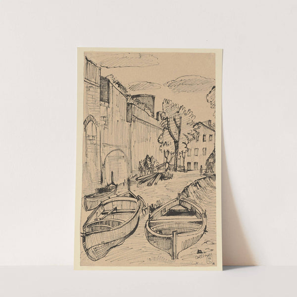 Zwei Boote im Hafen von Collioure by Hermann Lismann