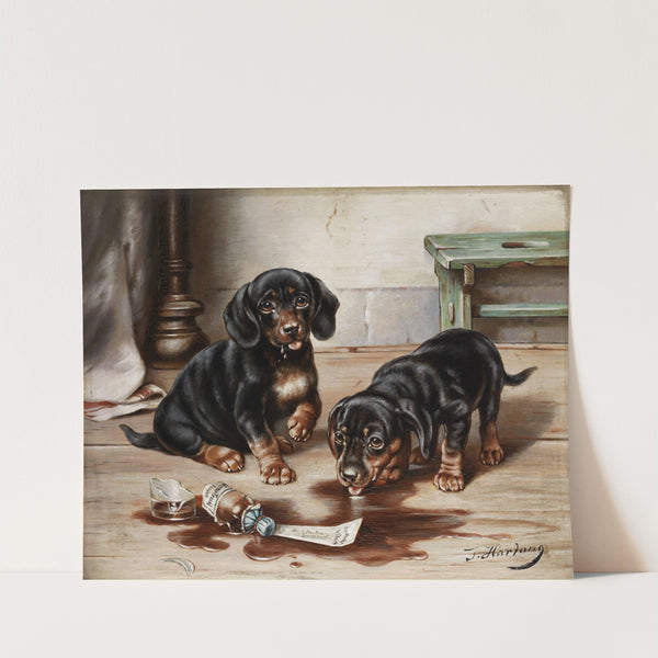 Zwei Dackel mit Arznei by Carl Reichert