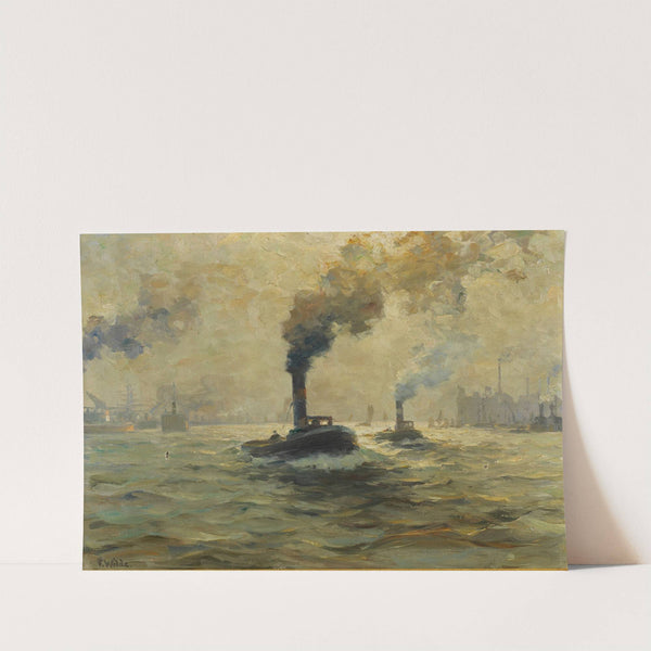 Zwei Dampfschlepper im Hamburger Hafen by Paul Wolde