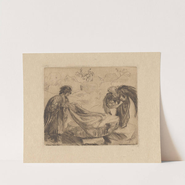 Zwei Engel den Tisch deckend by Albert Welti