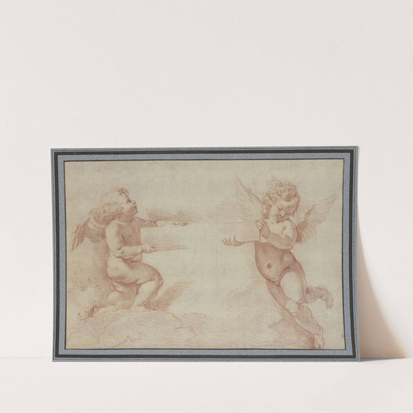 Zwei Engel, die ein Kreuz halten by Francesco Albani