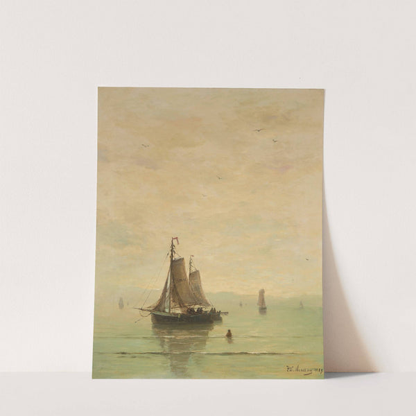 Zwei Fischerboote vor Anker by Hendrick Wilhelm Mesdag