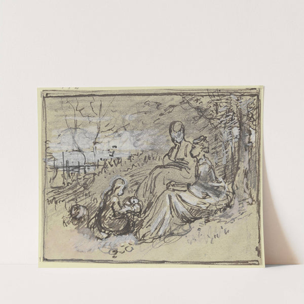 Zwei Frauen mit Kindern im Freien by Philipp Rumpf