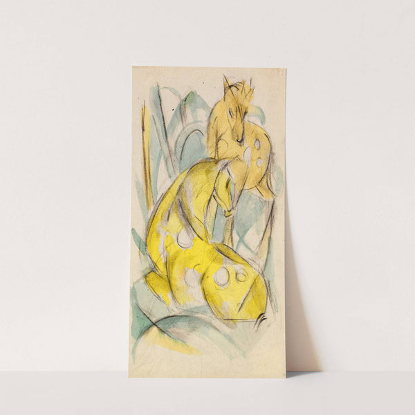 Zwei gelbe Tiere (Zwei gelbe Rehe) (1912) by Franz Marc