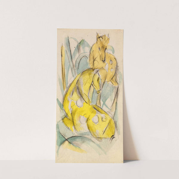 Zwei gelbe Tiere (Zwei gelbe Rehe) (1912) by Franz Marc