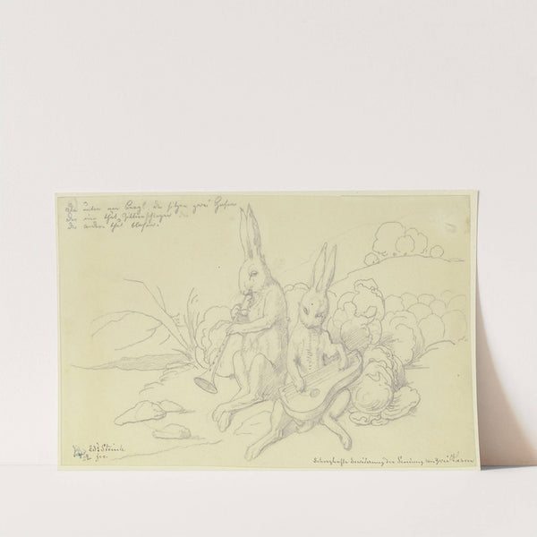 Zwei Hasen im Kohl musizierend (1852) by Eduard von Steinle