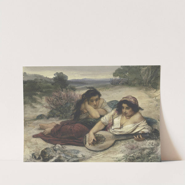 Zwei in der Landschaft lagernde italienische junge Frauen by Friedrich Karl Hausmann