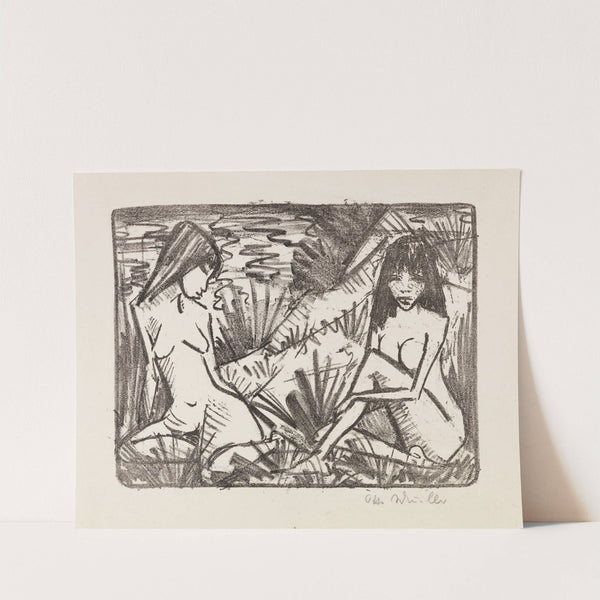 Zwei in Dünen sitzende Mädchen by Otto Mueller