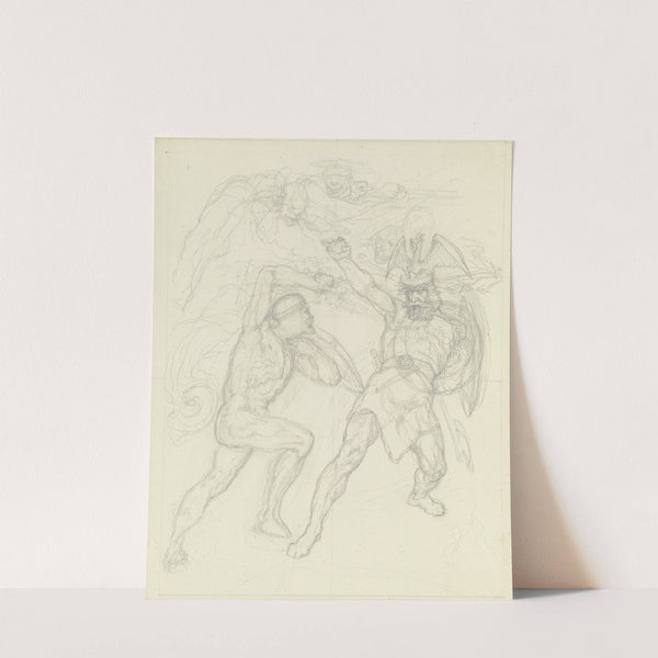 Zwei kämpfende Krieger (Macbeth und Macduff) by Ferdinand Fellner