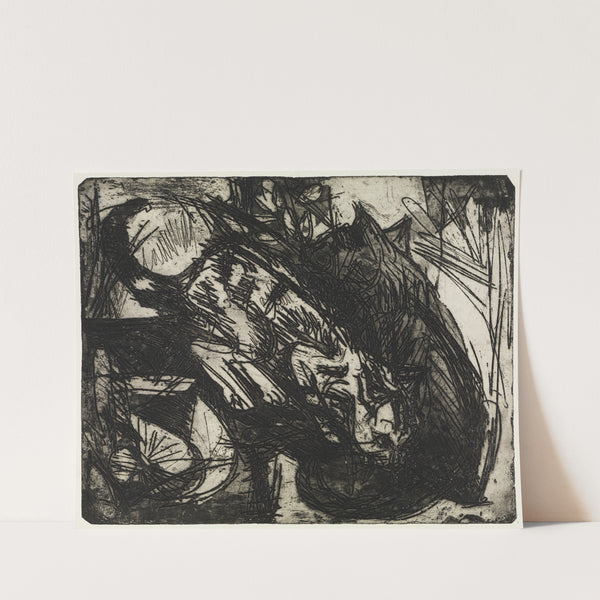 Zwei Katzen;Berghäuser – Stafelalp (1919) by Ernst Ludwig Kirchner