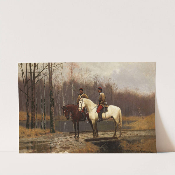 Zwei Kosaken zu Pferde by Waldemar Los