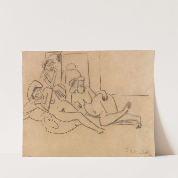 Zwei liegende Akte und eine Sitzende (1910) by Ernst Ludwig Kirchner