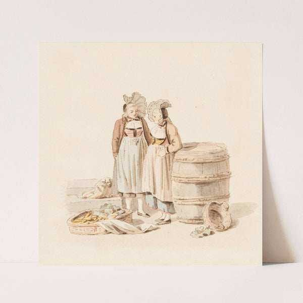 Zwei Mädchen auf dem Markt in Bern by Franz Niklaus König