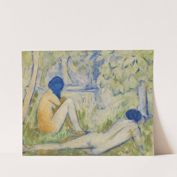 Zwei Mädchen auf der Waldwiese by Otto Mueller