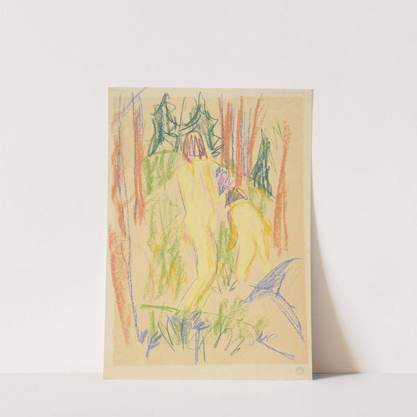 Zwei Mädchen im Wald by Hermann Scherer