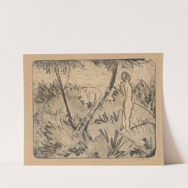 Zwei Mädchen mit gegabeltem Baum by Otto Mueller